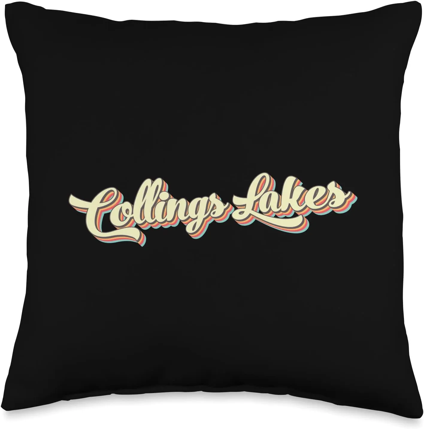 Collings Lakes TShirt Retro Art Baseball Font Vintage Throw Pillow