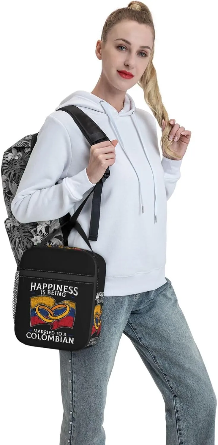 Colombia Marriage Colombian Married Flag Culture Lunch Bag Insulated Lunch Box Reusable Tote Bags For Work Picnic Office Travel