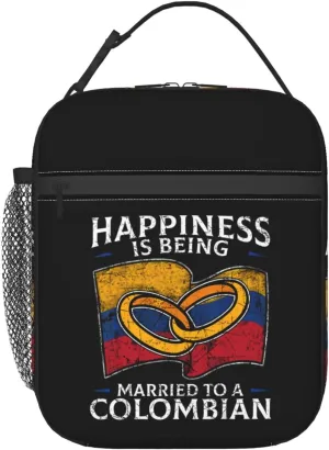 Colombia Marriage Colombian Married Flag Culture Lunch Bag Insulated Lunch Box Reusable Tote Bags For Work Picnic Office Travel