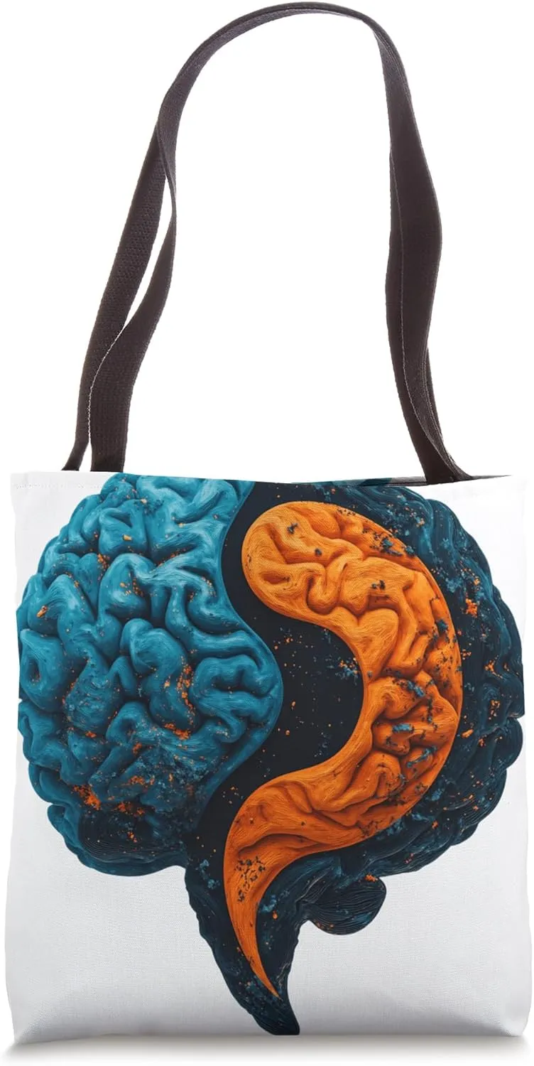 Colorful Abstract Brain Hemispheres Science Tote Bag