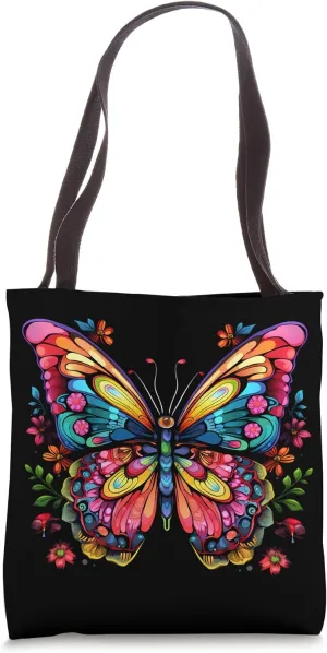 Colorful Cute Butterfly Mandala Butterflies Swarm Tote Bag