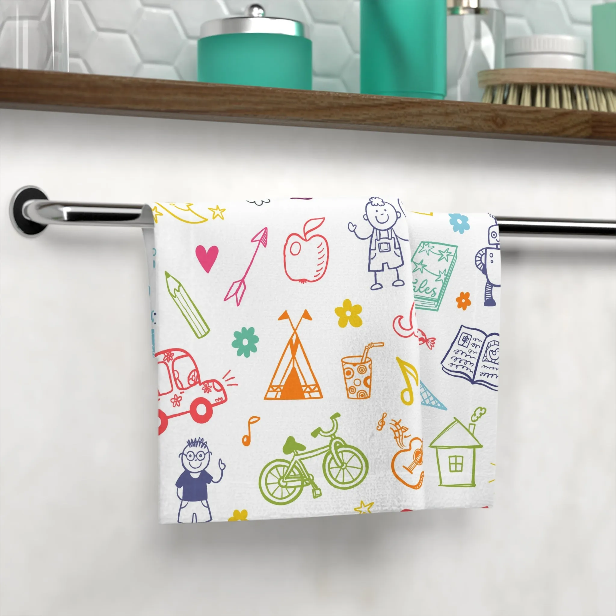 Colorful Kids Face Towel, Fun Bath Towel for Children, Toddler Washcloth,