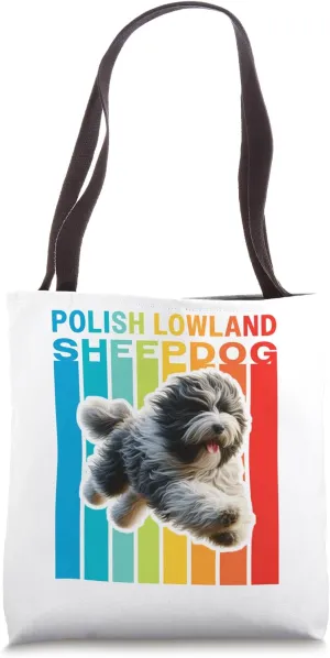 Colorful Polish Lowland Sheepdog Tote Bag