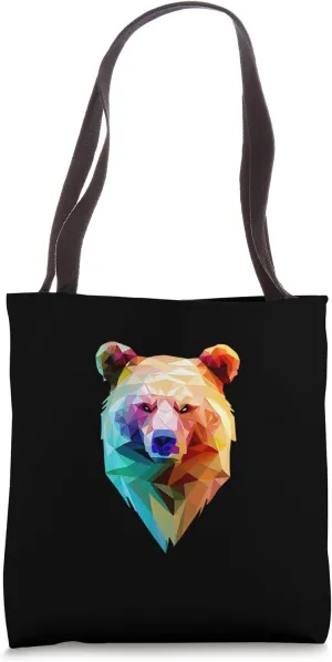 Colorful Polygon Bear Tote Bag