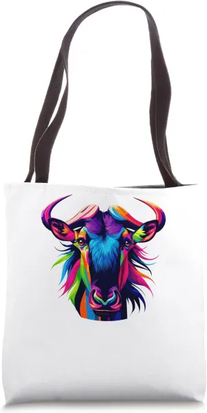 Colorful Pop Art Wildebeest Wildebeests Tote Bag