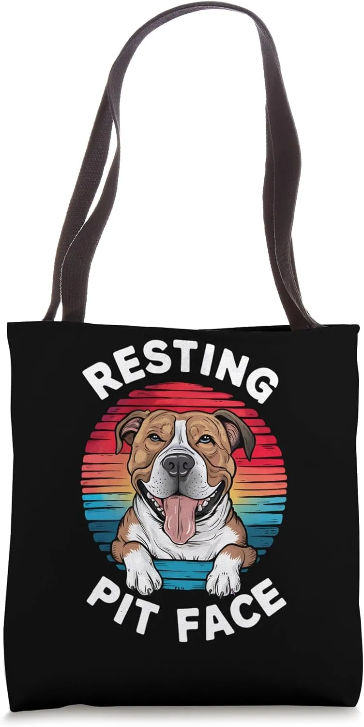 Colorful Retro-Style Bulldog Graphic Tote Bag