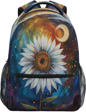 Colorful Sky Night Sunflower Backpack for Girls School Bags Bookbags for Teen Kids Travel Laptop Daypack Bag Laptop Backpacks