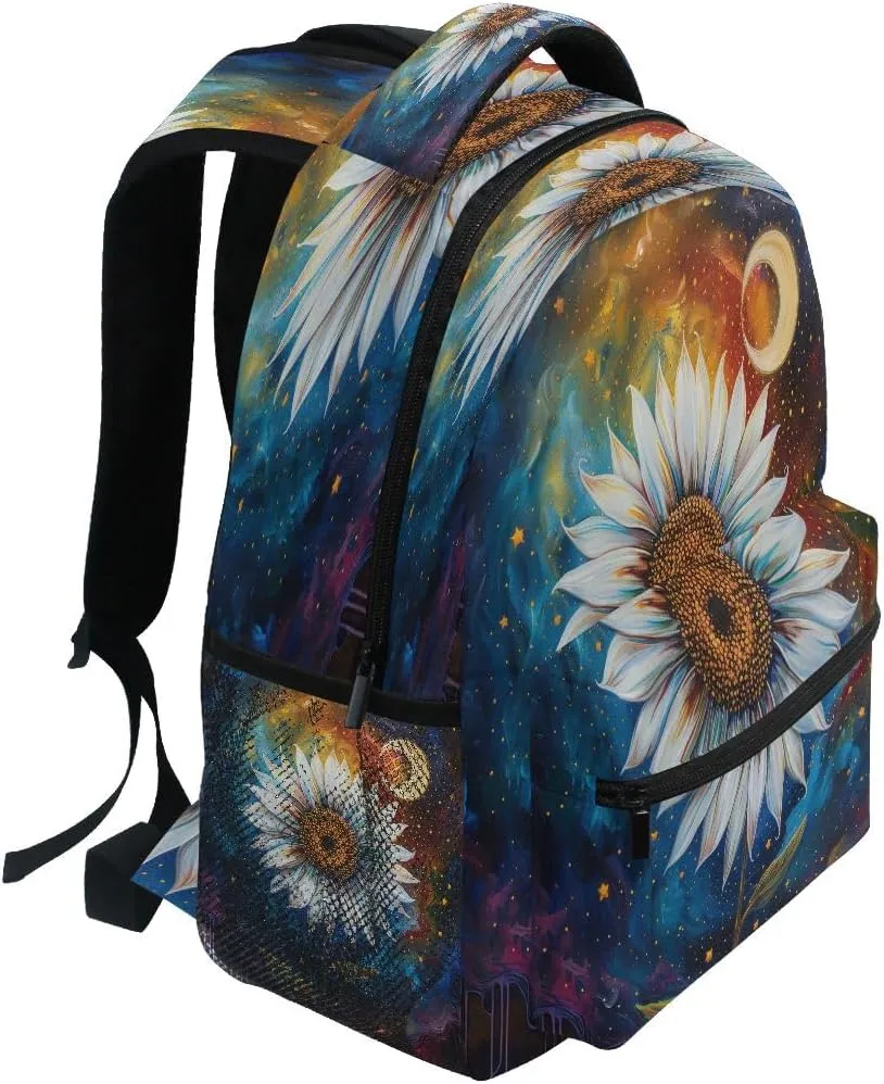 Colorful Sky Night Sunflower Backpack for Girls School Bags Bookbags for Teen Kids Travel Laptop Daypack Bag Laptop Backpacks