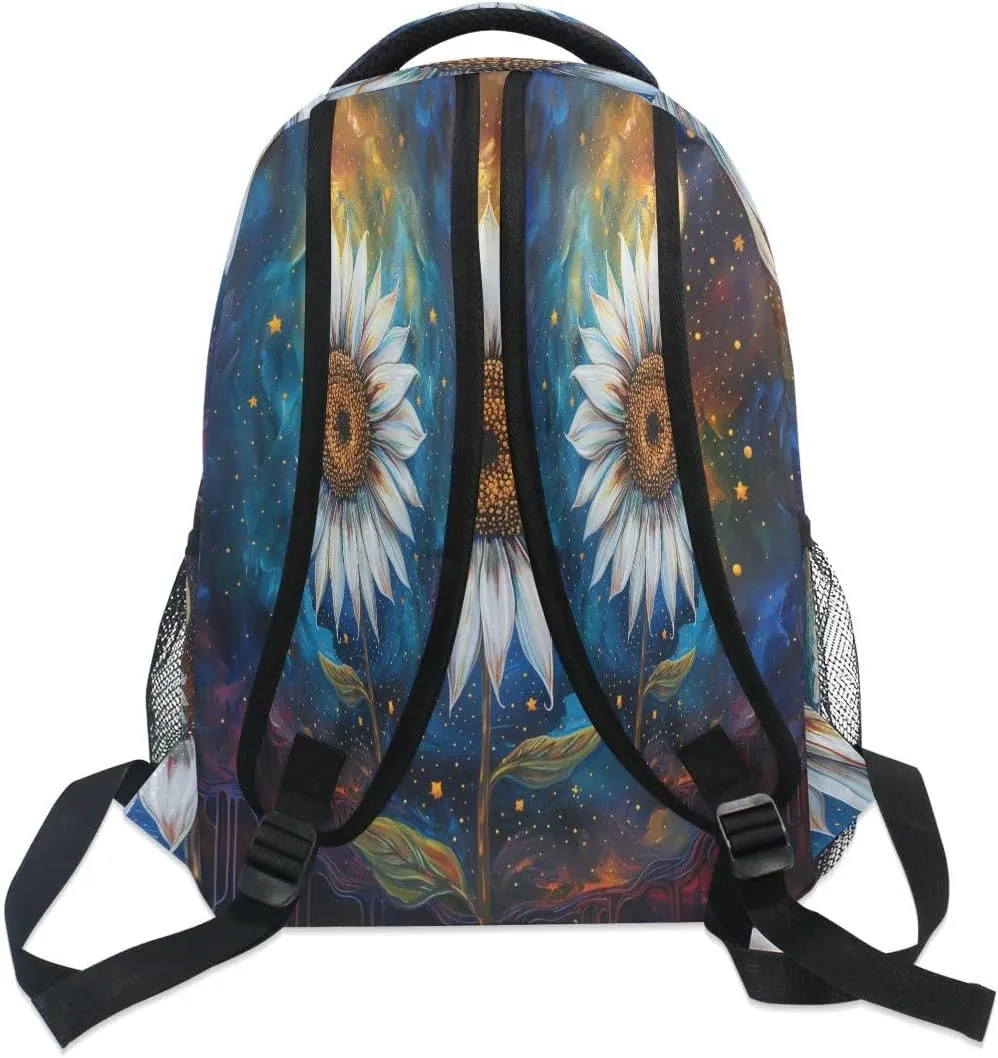 Colorful Sky Night Sunflower Backpack for Girls School Bags Bookbags for Teen Kids Travel Laptop Daypack Bag Laptop Backpacks