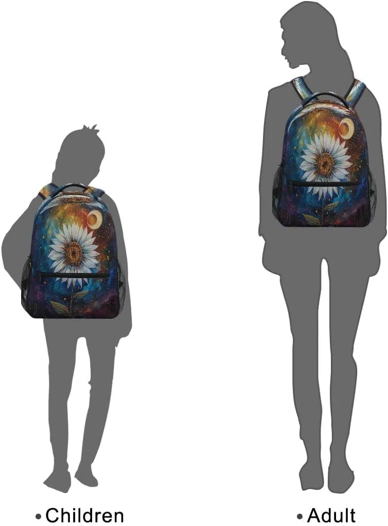 Colorful Sky Night Sunflower Backpack for Girls School Bags Bookbags for Teen Kids Travel Laptop Daypack Bag Laptop Backpacks