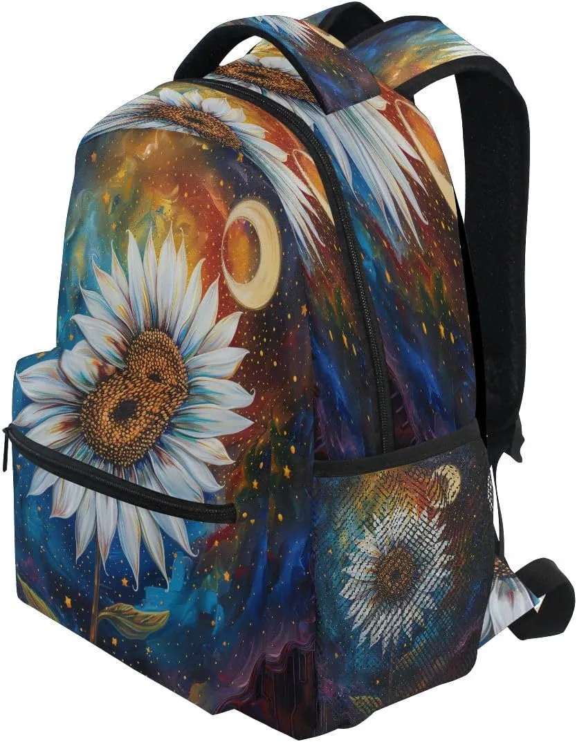Colorful Sky Night Sunflower Backpack for Girls School Bags Bookbags for Teen Kids Travel Laptop Daypack Bag Laptop Backpacks