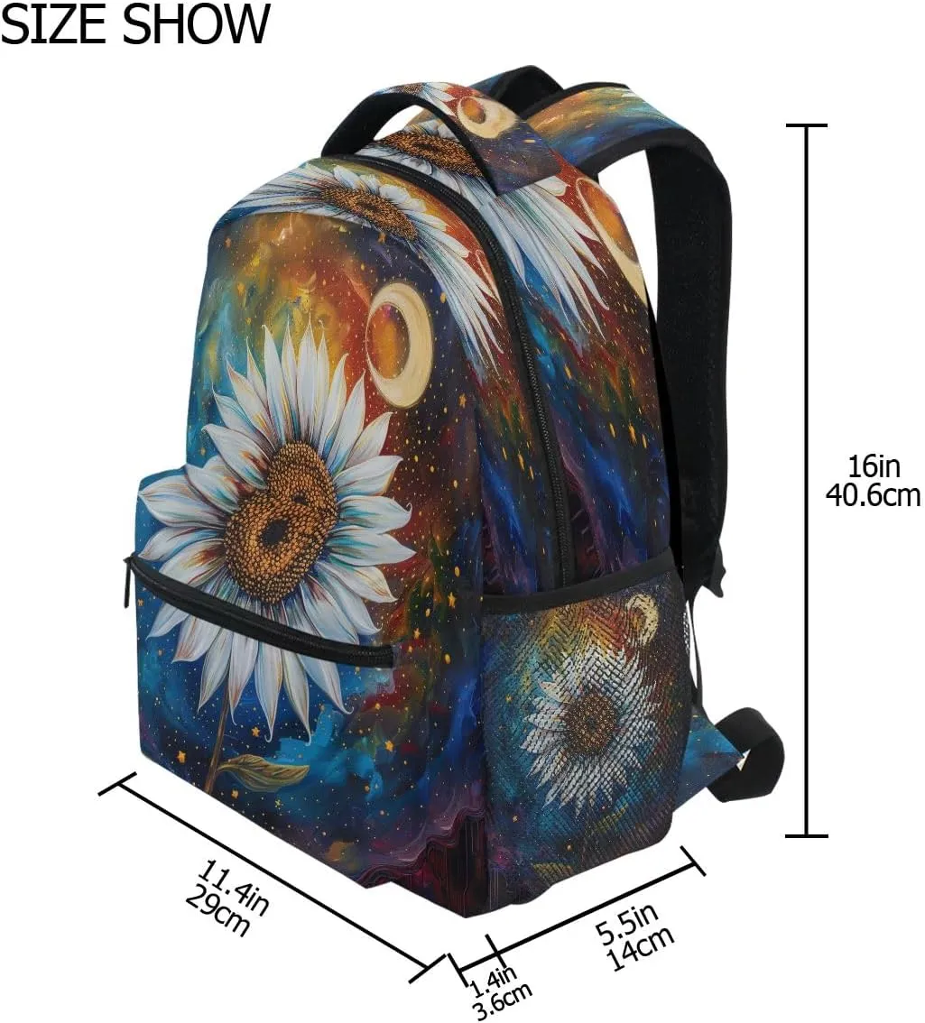 Colorful Sky Night Sunflower Backpack for Girls School Bags Bookbags for Teen Kids Travel Laptop Daypack Bag Laptop Backpacks