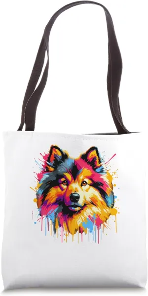 Colorful Splash Art Finnish Spitz Tote Bag