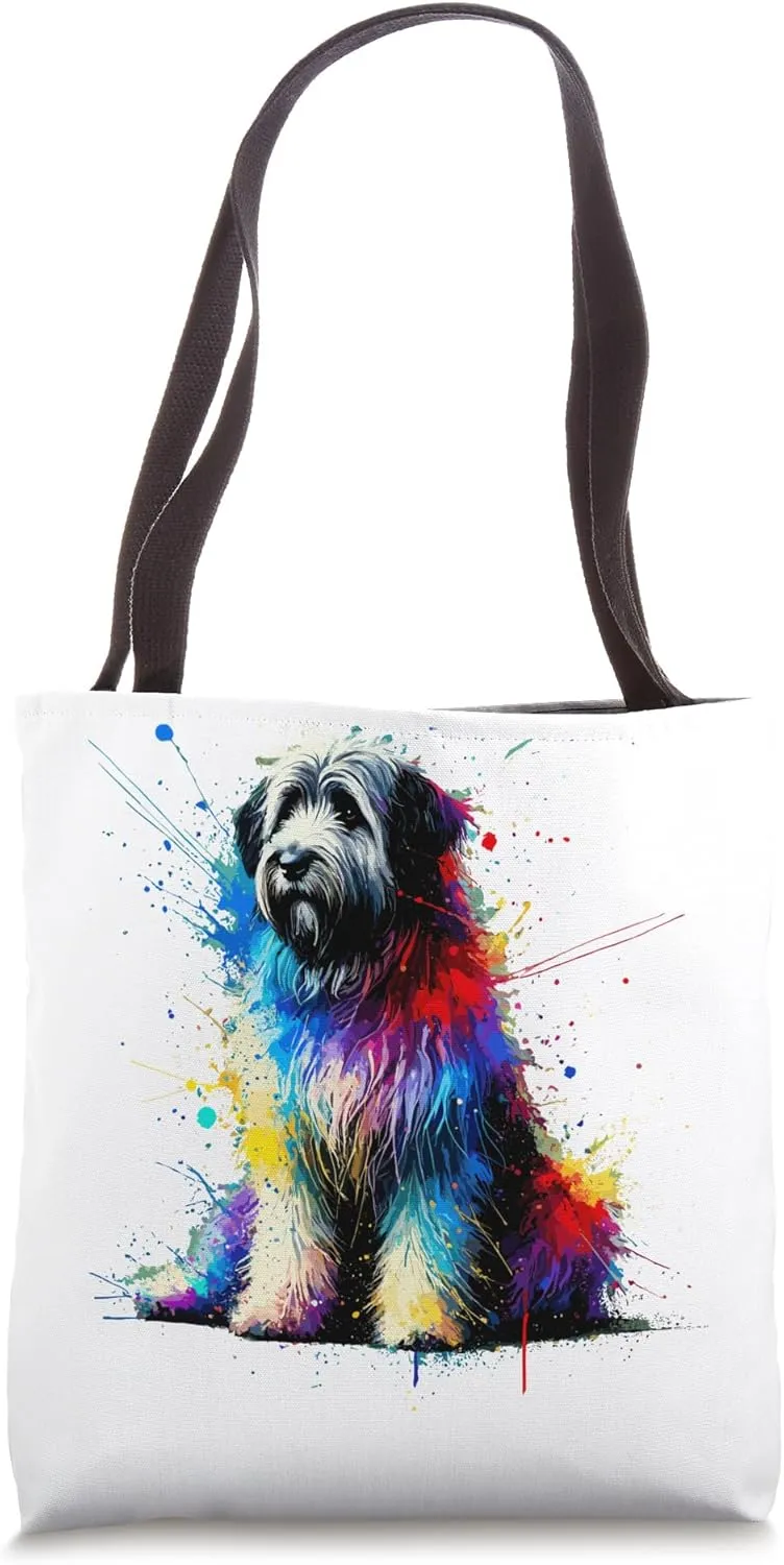 Colorful Splash Art Polish Lowland Sheepdog Tote Bag
