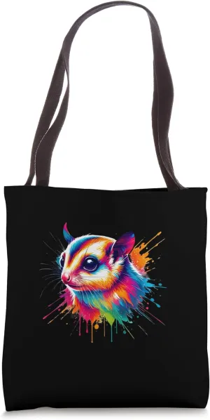 Colorful Splash Sugar Glider, Artistic Vibrant Design Tote Bag