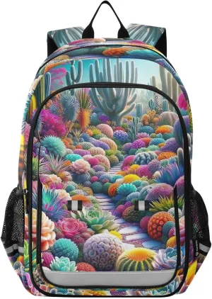 Colorful Succulents Garden Book Bag Kids, Backpack Elementary School, Kids Backpack for Travel