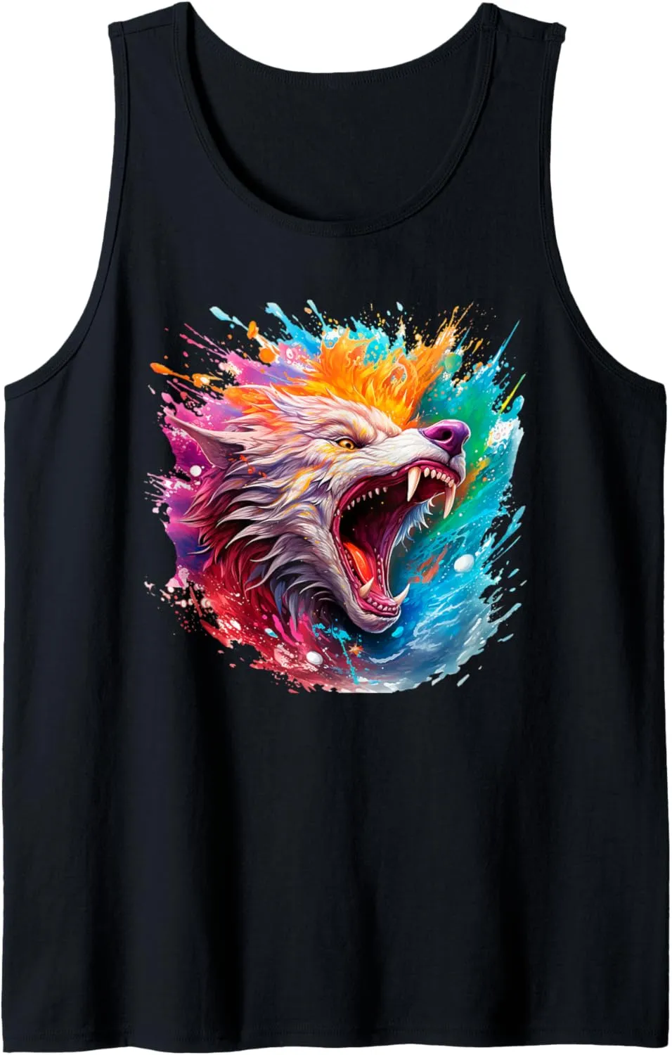 Colorful Wolf Splash Animal Graphic Men Women Kids Tank Top