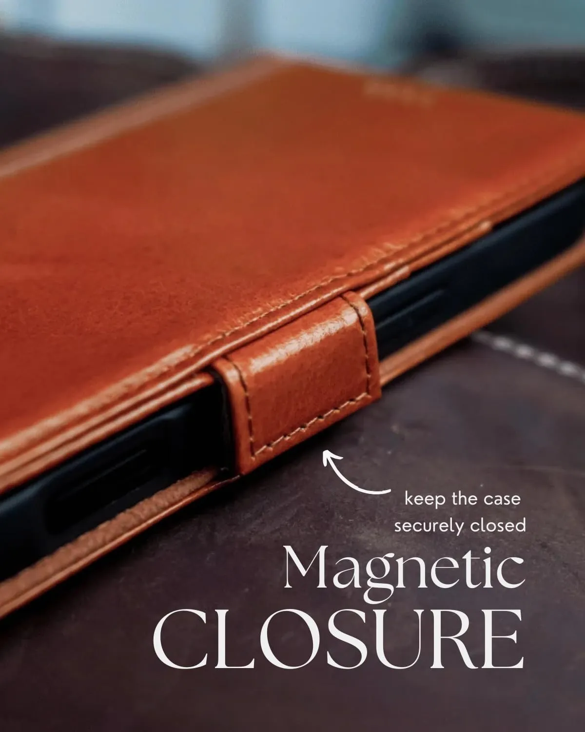 Compatible with iPhone 16 Pro Max Case - [Full Grain Cowhide Leather] [RFID Protection] [3 Cards and 1 Cash Pocket Wallet Cover] [Magnetic Closure] [Build-in Kickstand] - Cognac