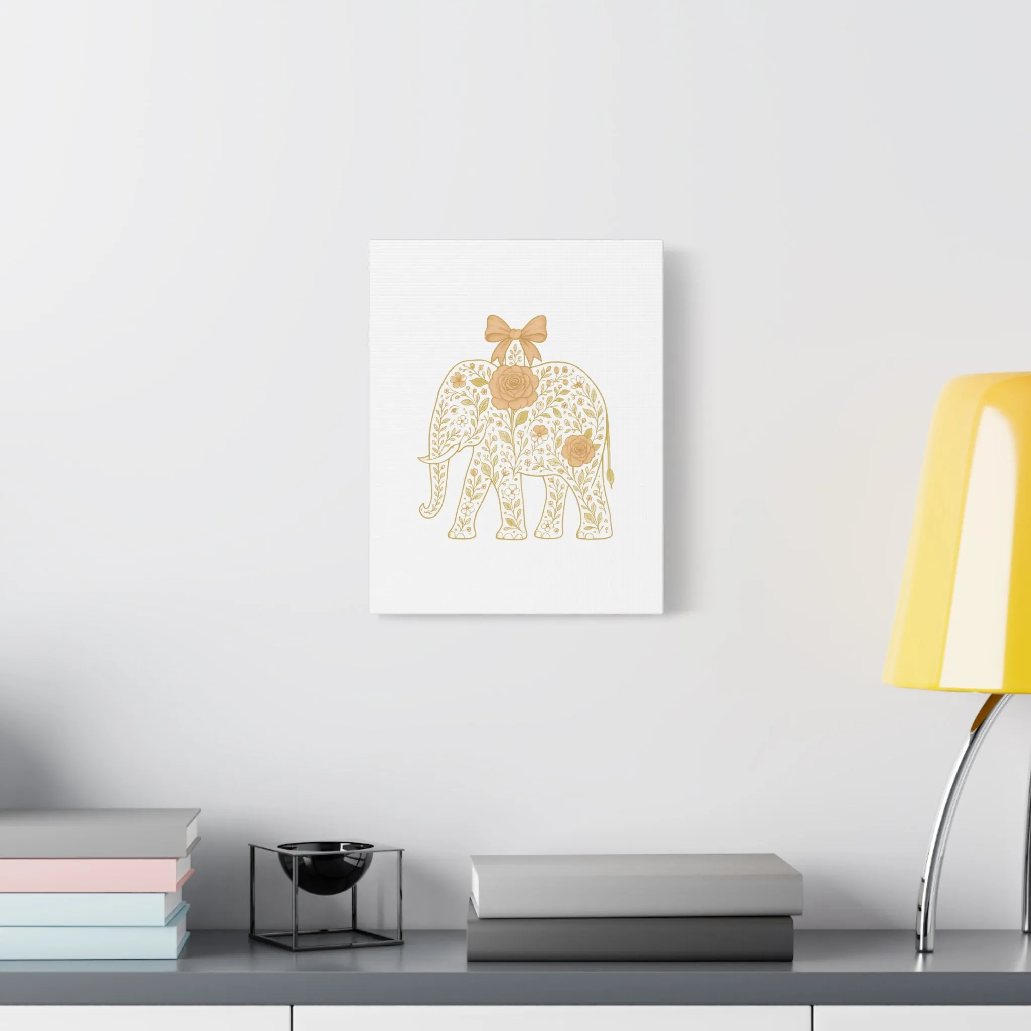 Coquette Elephant Bow Canvas Wall Art