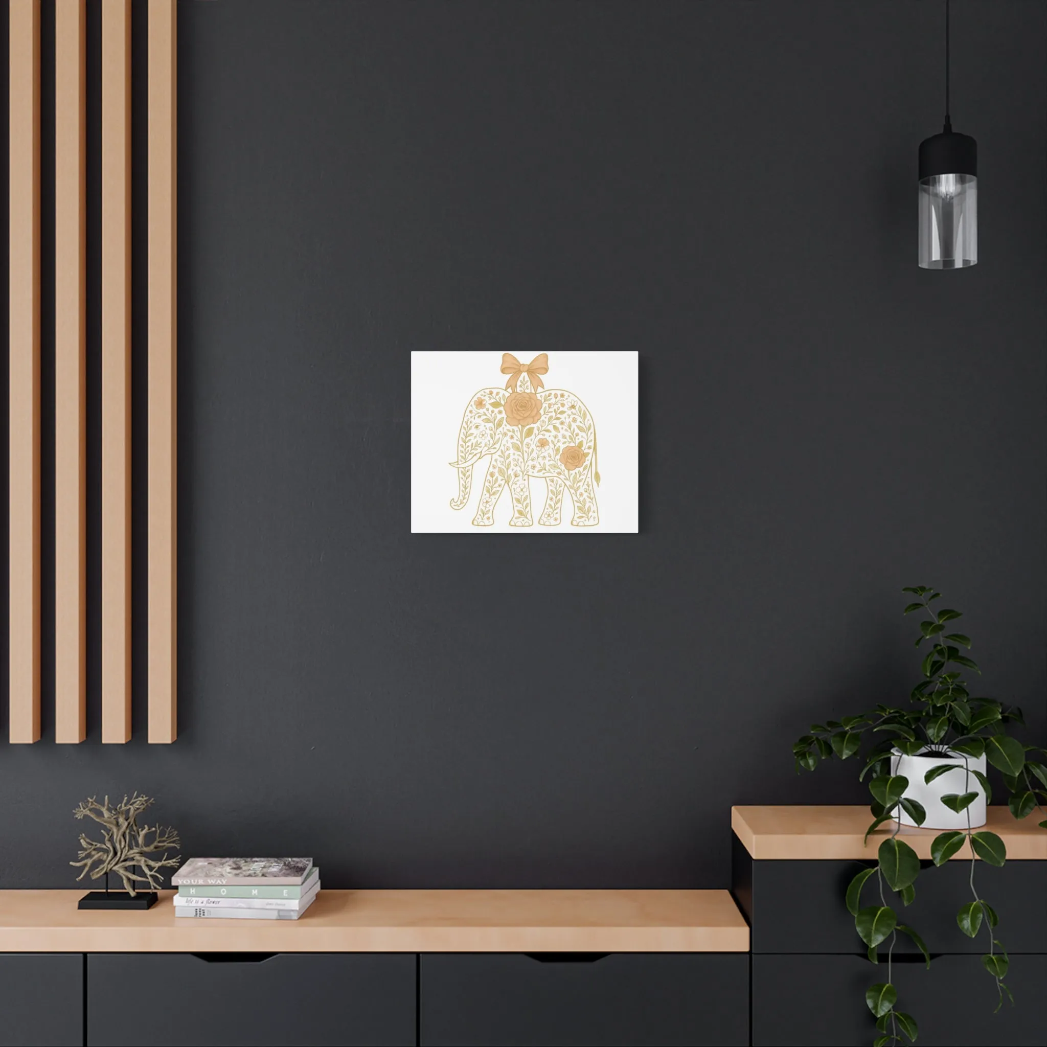 Coquette Elephant Bow Canvas Wall Art