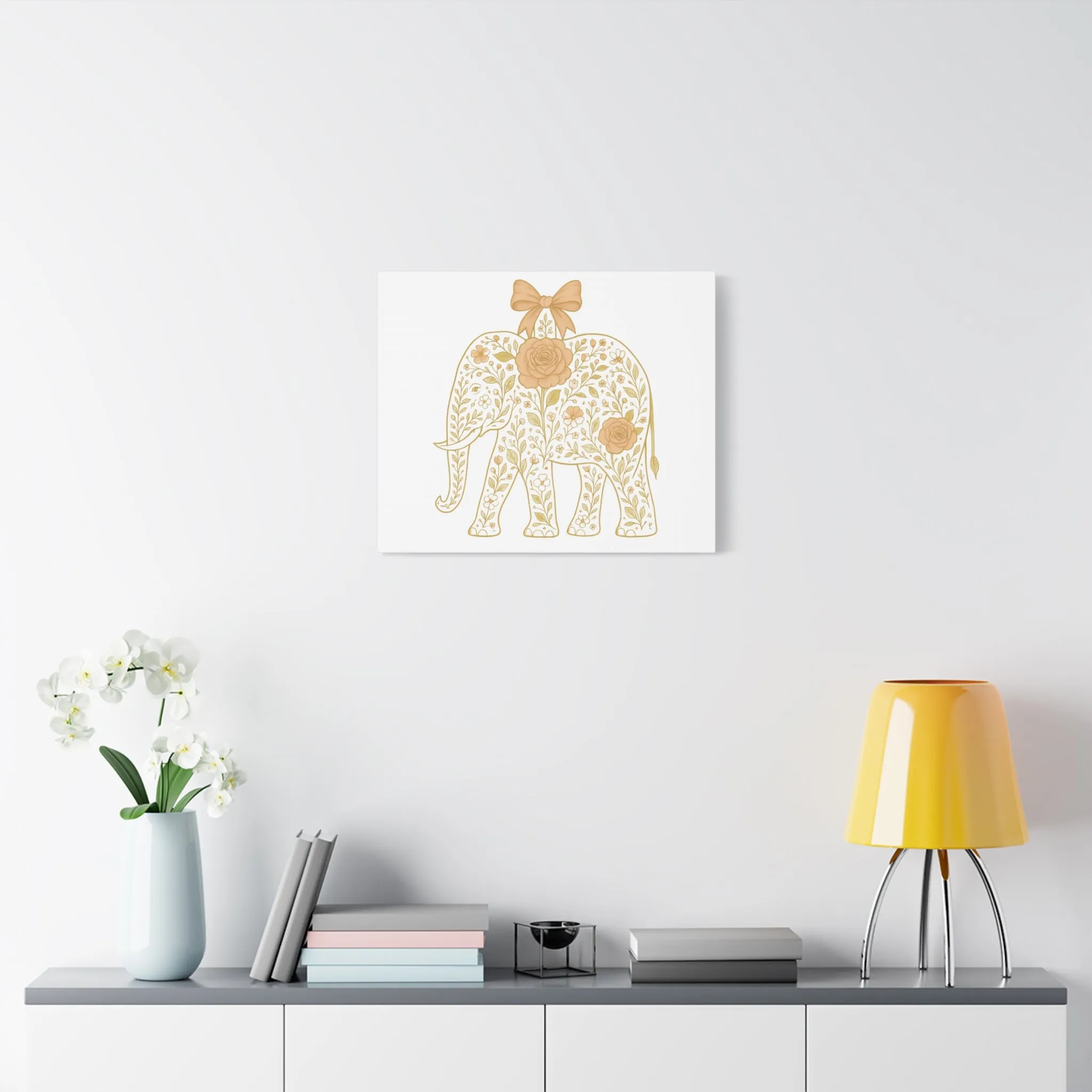 Coquette Elephant Bow Canvas Wall Art