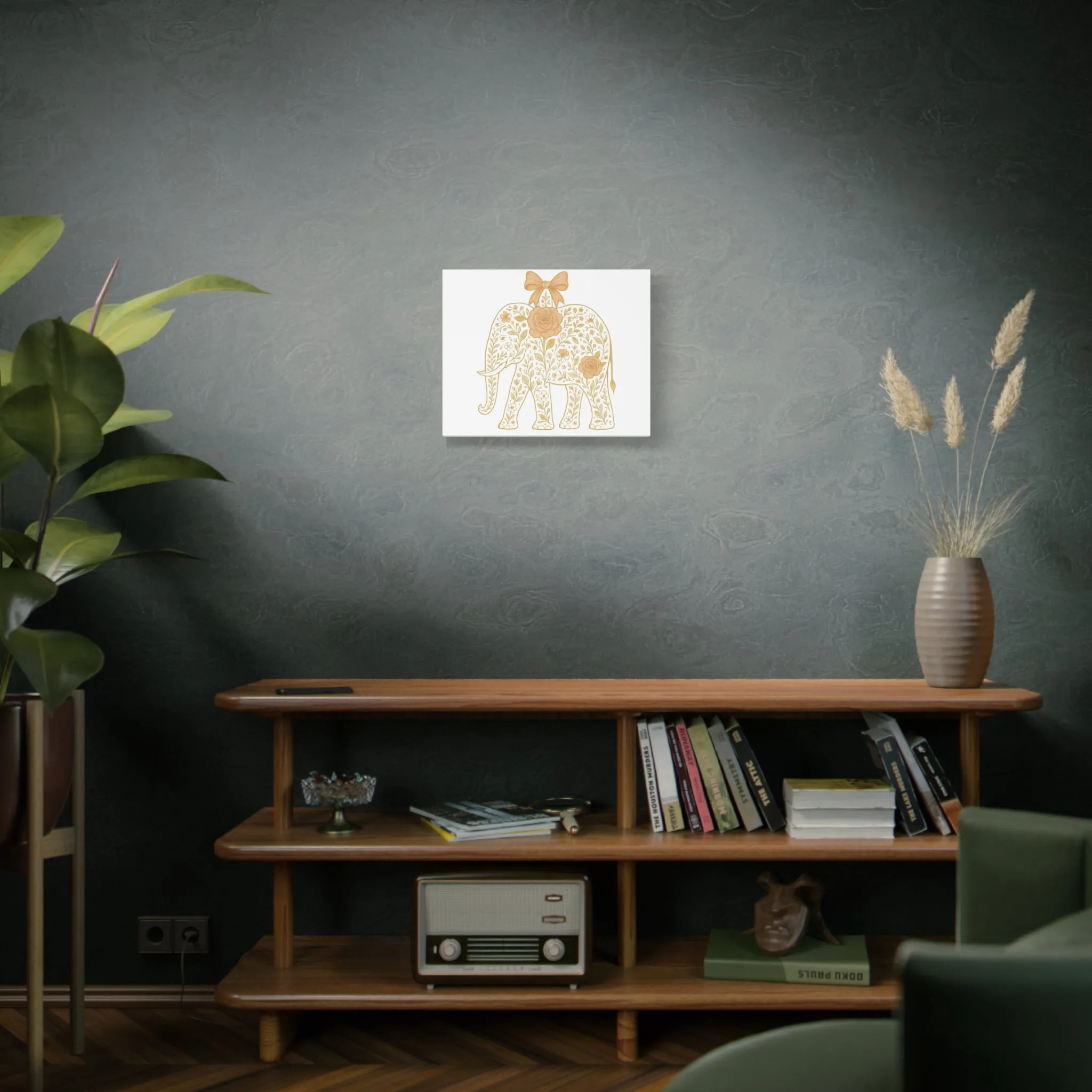 Coquette Elephant Bow Canvas Wall Art
