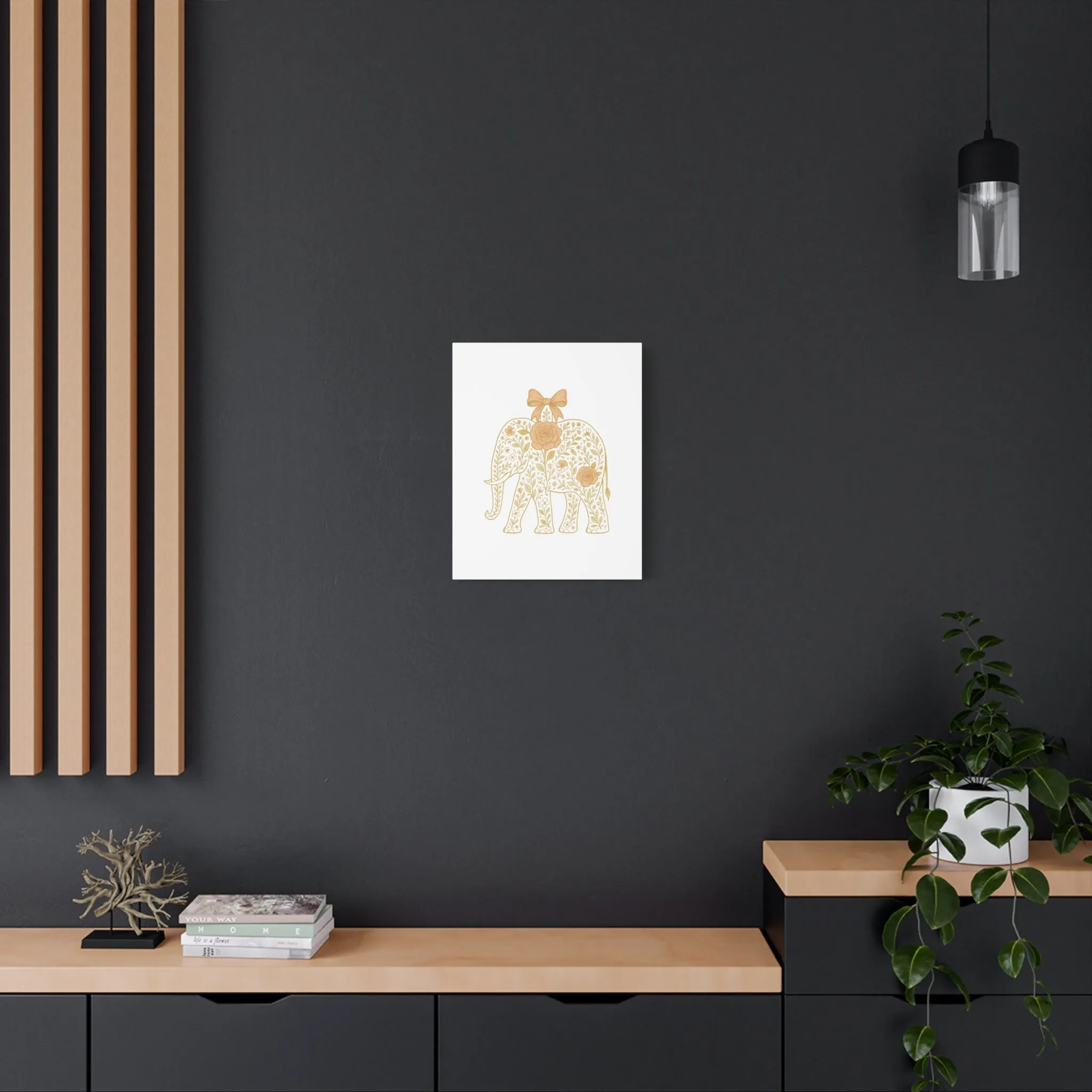 Coquette Elephant Bow Canvas Wall Art
