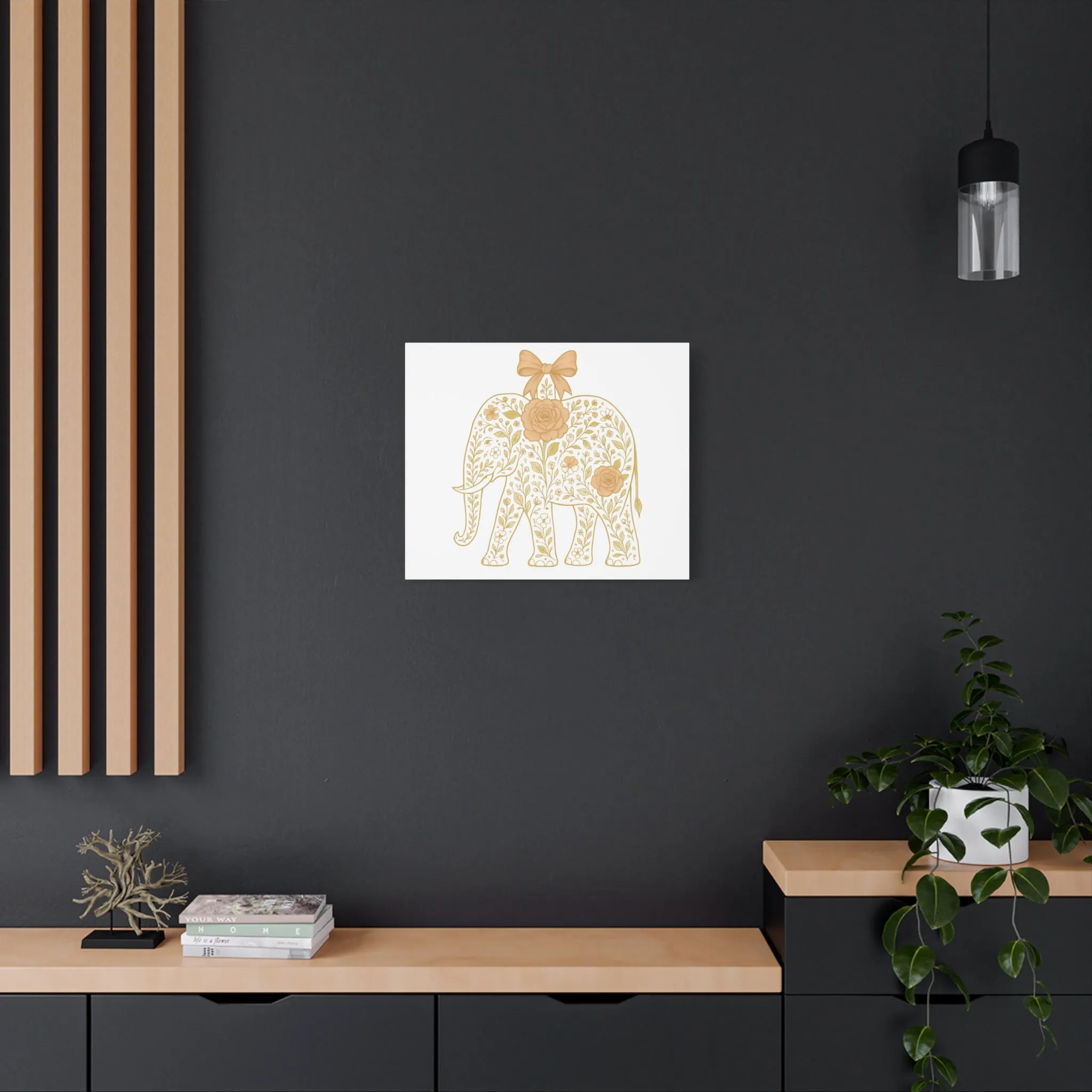 Coquette Elephant Bow Canvas Wall Art