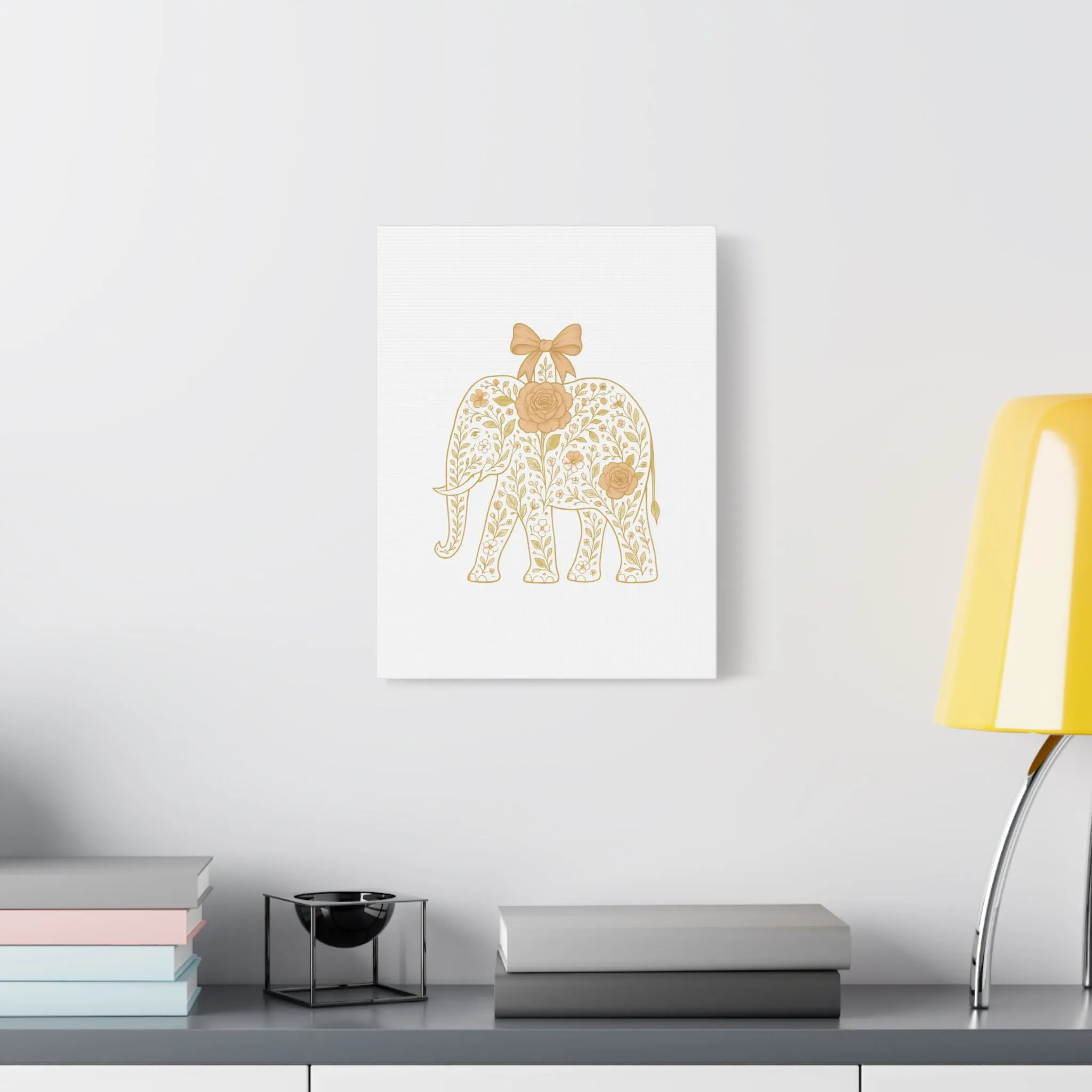 Coquette Elephant Bow Canvas Wall Art