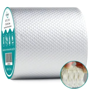COSIMIXO Aluminum Foil Butyl Tape 4" x 16.5Ft (10cm x 5m) Extra Thickness Upgraded Strong Butyl Waterproof Tape, Repair for Boat,Pipe, HVAC Ducts, Roof Crack, RV, Awning, Window Sealing, Silver