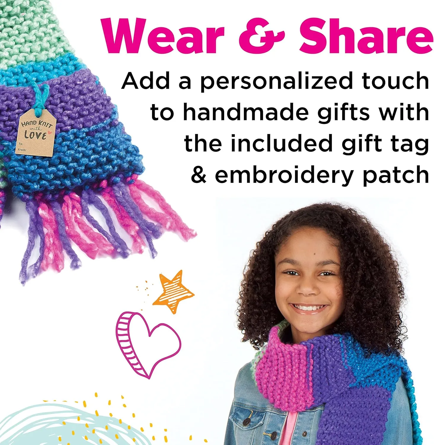 Creativity for Kids Learn to Knit Pocket Scarf - DIY Knitting Kit for Beginners, Kids Craft Kit