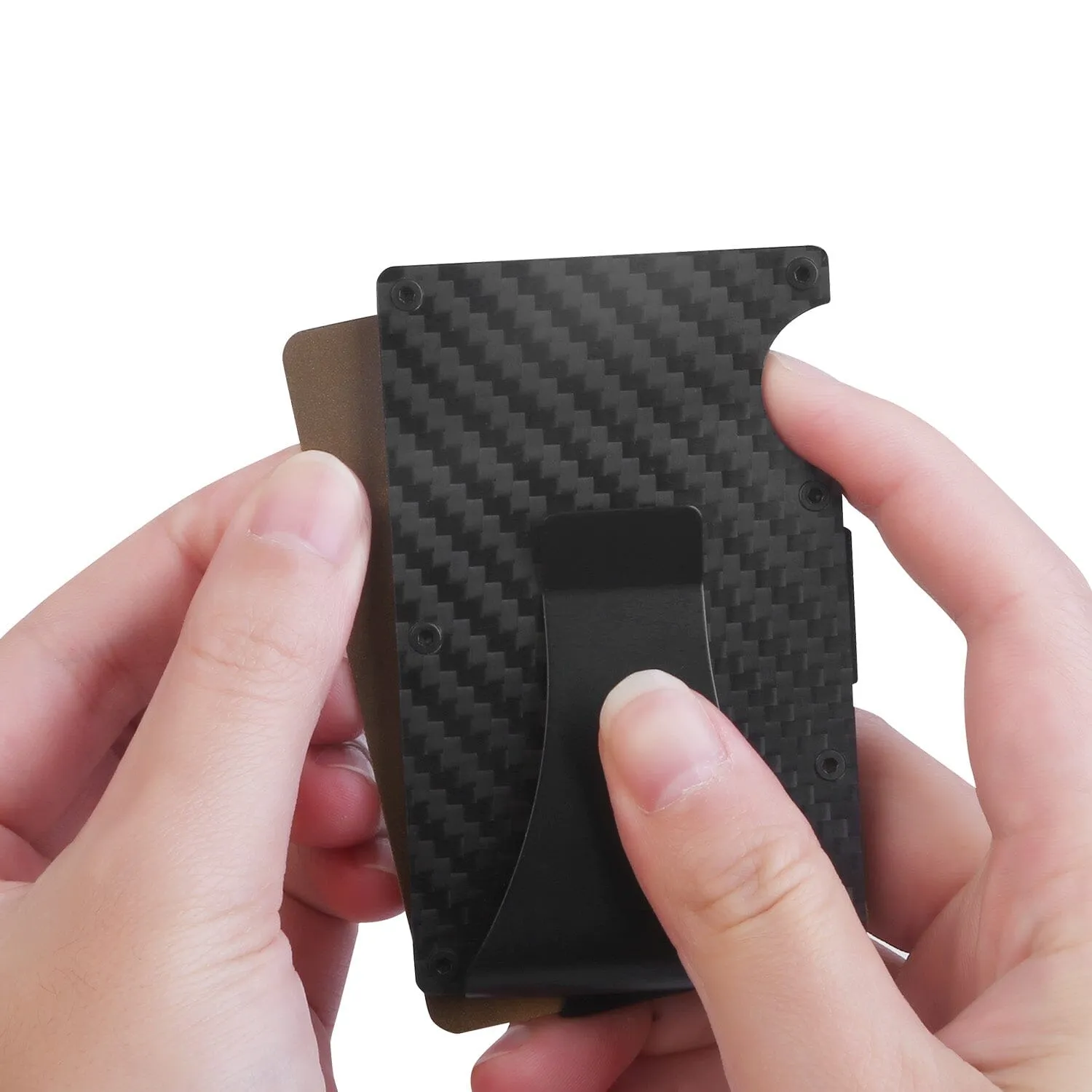 Credit Card Holder with Cash Clip Carbon Fiber RFID Blocking Scan for Men