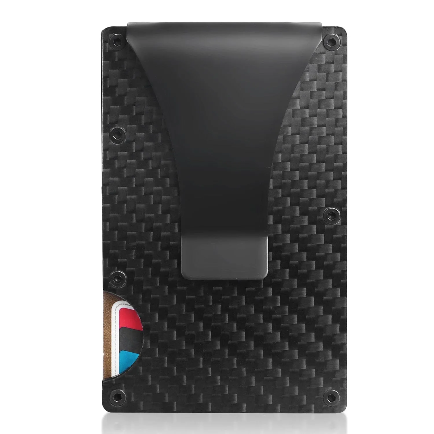 Credit Card Holder with Cash Clip Carbon Fiber RFID Blocking Scan for Men