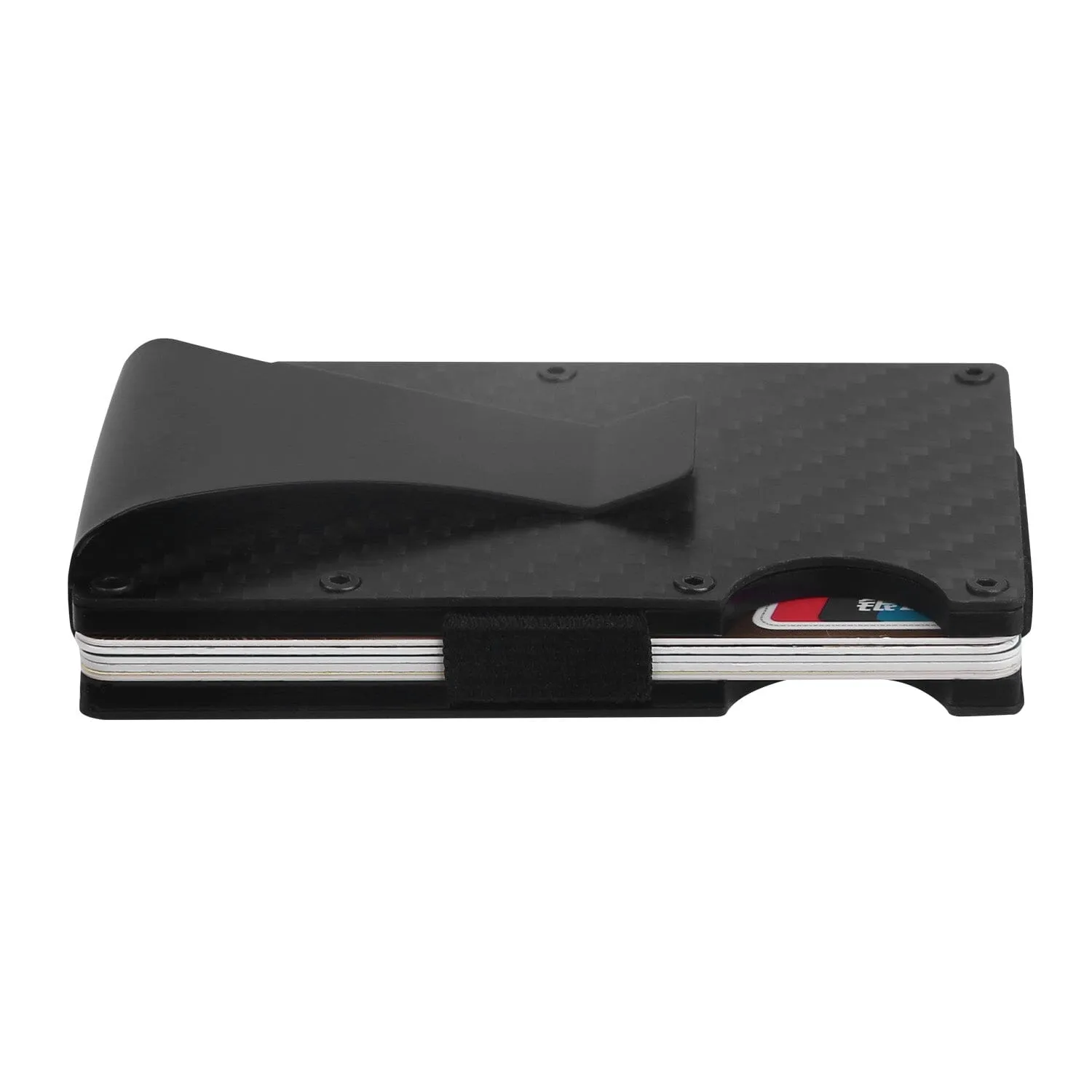 Credit Card Holder with Cash Clip Carbon Fiber RFID Blocking Scan for Men