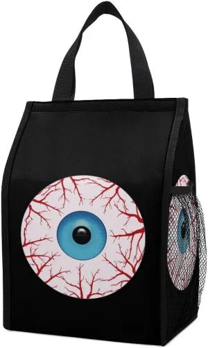 Creepy Bloodshot Eyeball Portable Lunch Bag Women Men Insulated Leakproof Lunchbox Tote Beach Travel Work