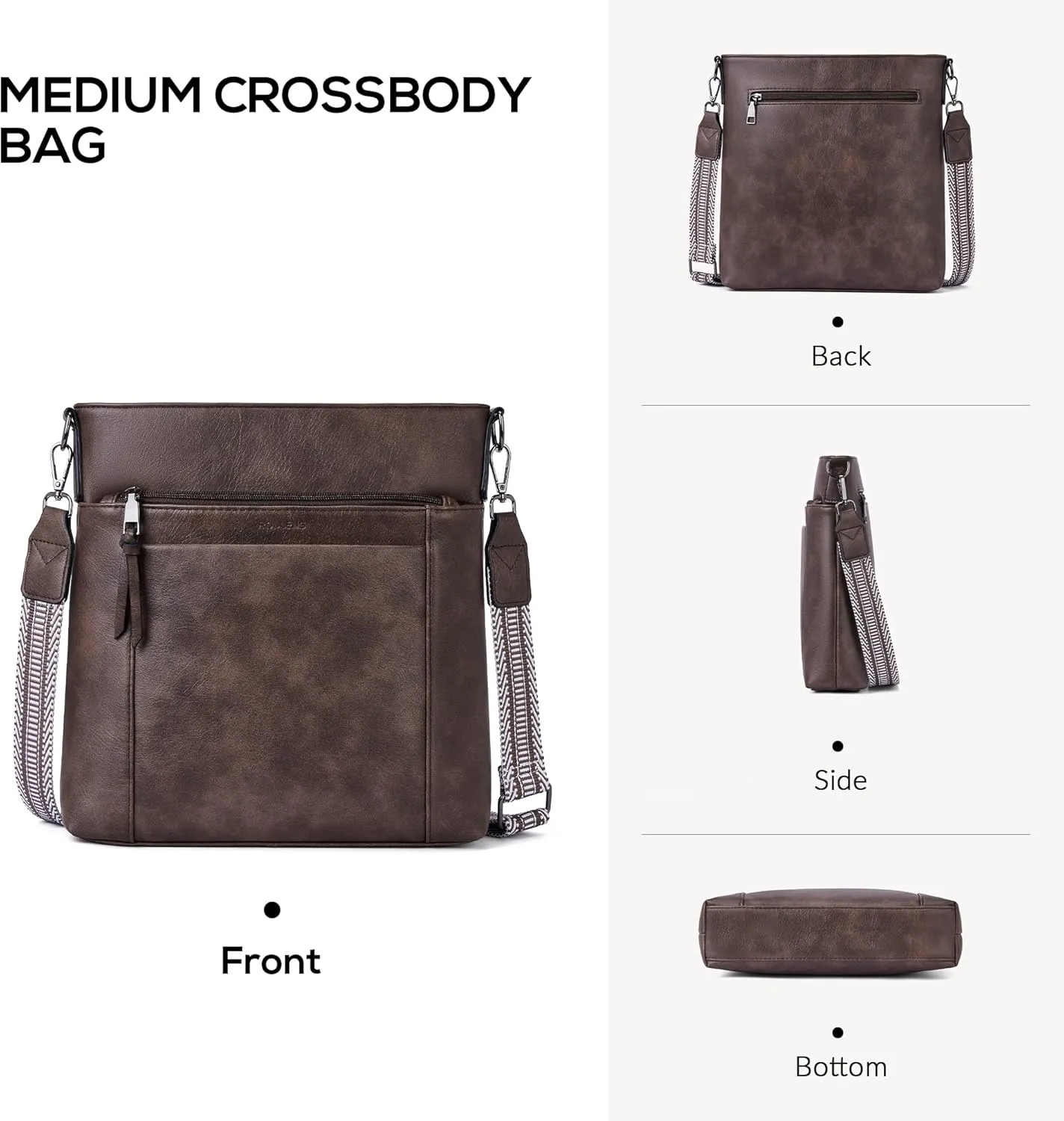 Crossbody Bags For Women Medium Crossbody Travel Purses with 4 Card Slots Leather Shoulder Handbags