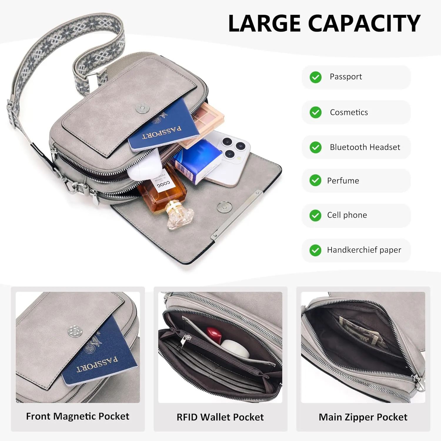 Crossbody Bags for Women Small Crossbody Wallet Purses with Card Slots Leather Shoulder Handbags Travel/Daily Use