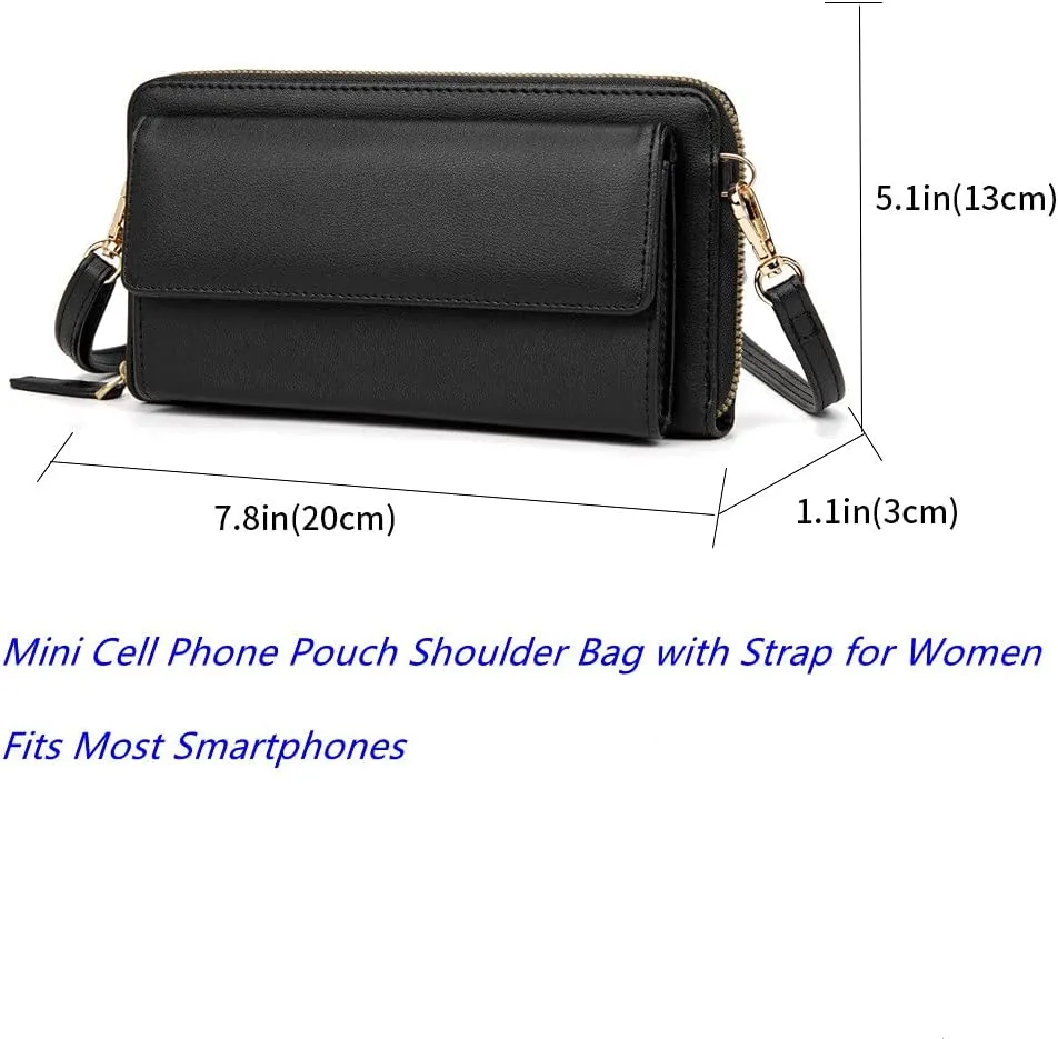 Crossbody Mobile Phone Bag for Samsung Galaxy A2 Core Touch Screen Cell Phone Wallet Purse for Women Leather Handbag Clutch with Credit Card Slots Shoulder Strap for Girls Gift,Grey