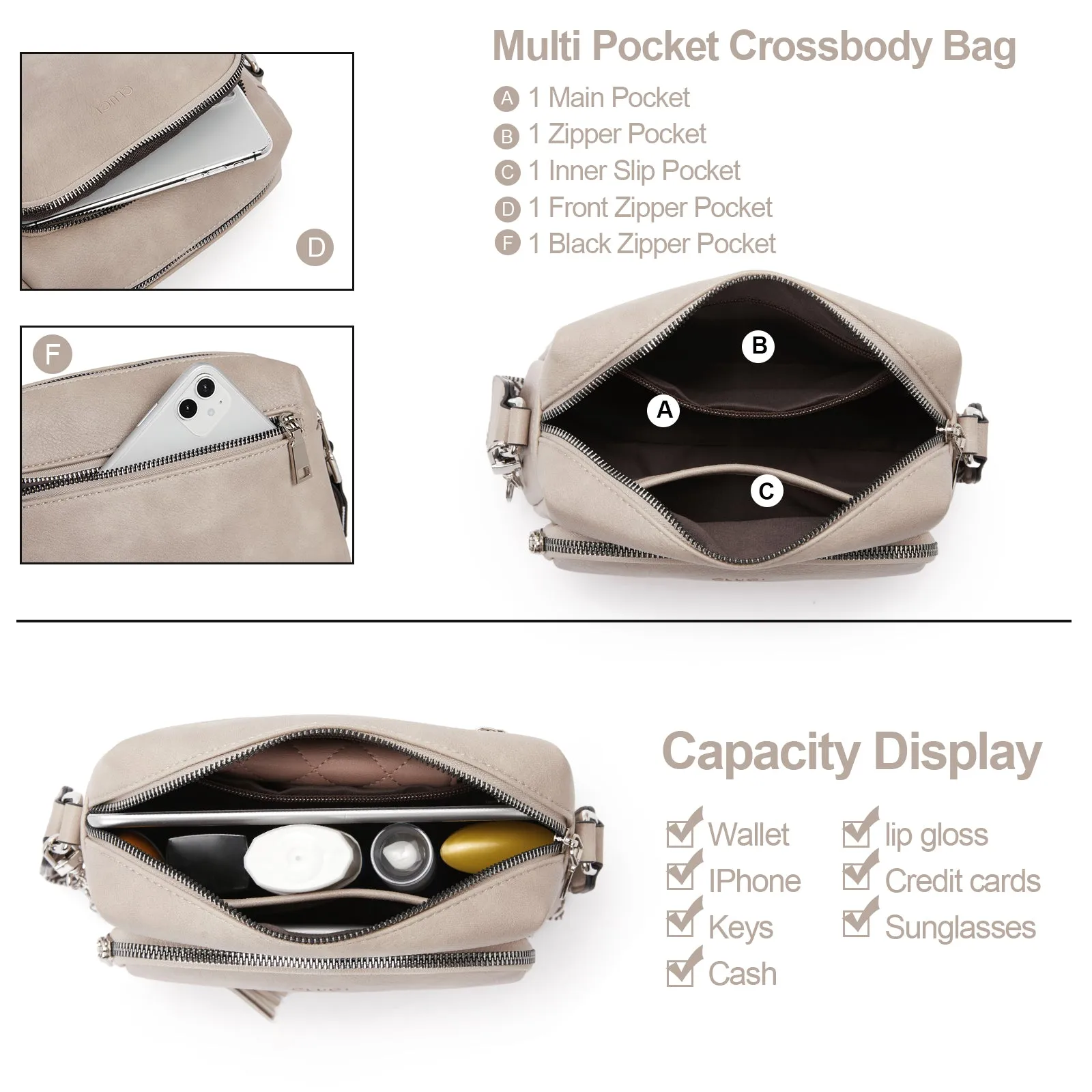 Crossbody Purses for Women Vegan Leather Crossbody Bags with Adjustable Wide Strap