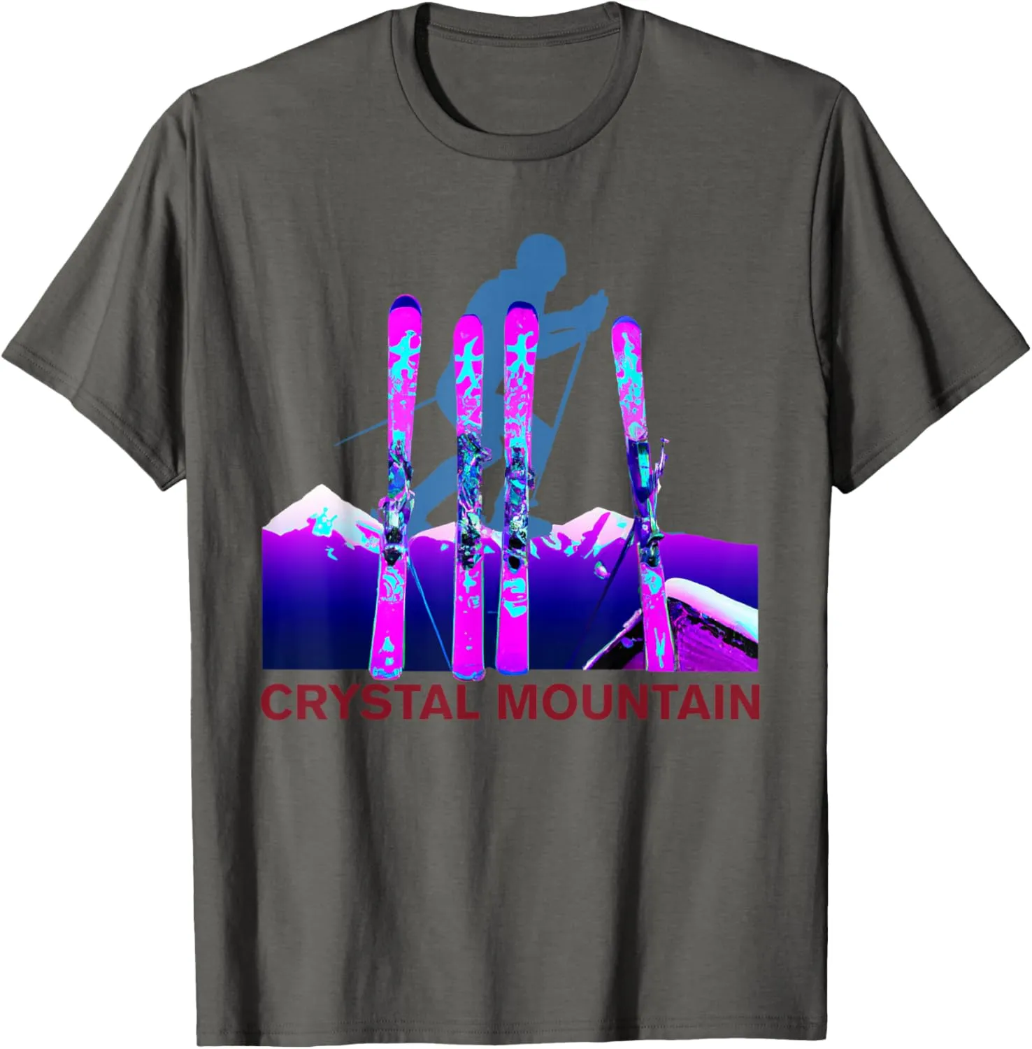 Crystal Mountain Skiing, Retro 90s Crystal Mountain Ski T-Shirt