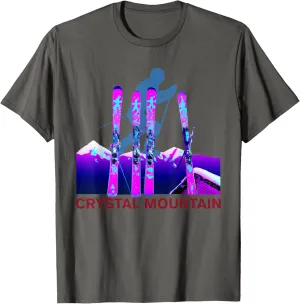 Crystal Mountain Skiing, Retro 90s Crystal Mountain Ski T-Shirt