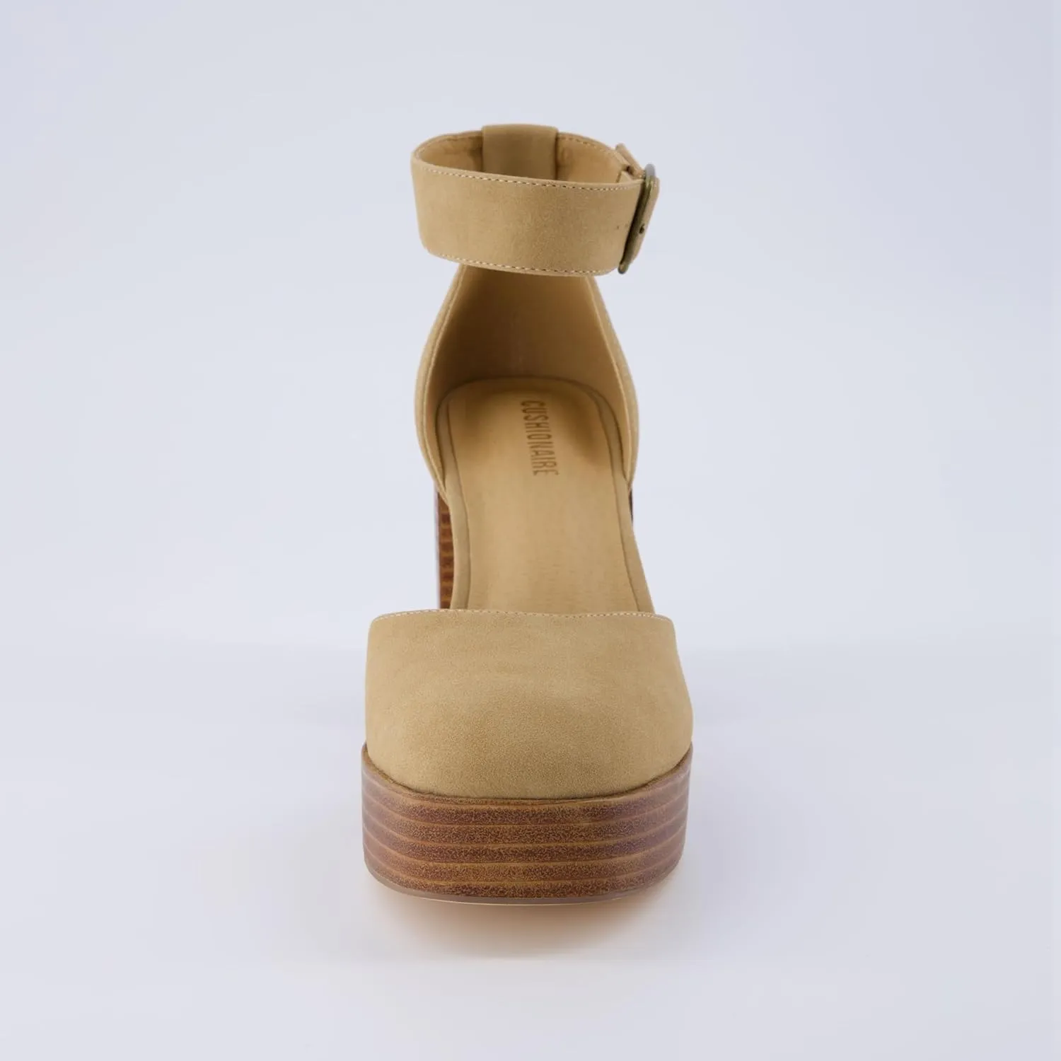 CUSHIONAIRE Women's Tanner Leather stack block heel with Memory Foam Padding, Wide Widths Available