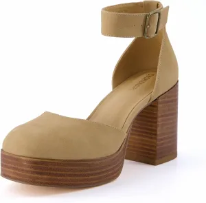 CUSHIONAIRE Women's Tanner Leather stack block heel with Memory Foam Padding, Wide Widths Available