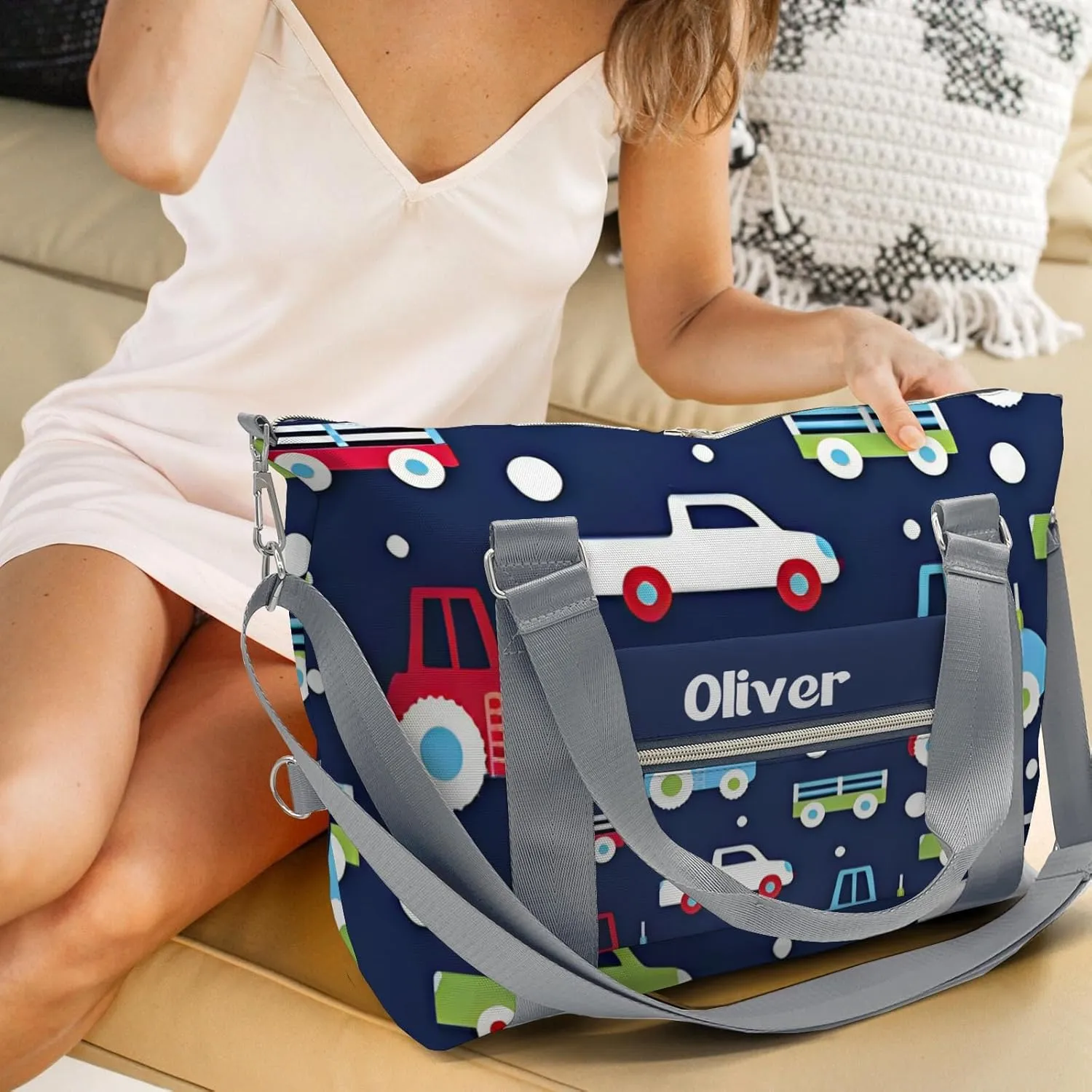 Custom Kids Taxi Red Truck Duffel Overnight Dance Bag for Girls Personalized Dance Duffle Bag for Women Girls Customized Kids Gifts