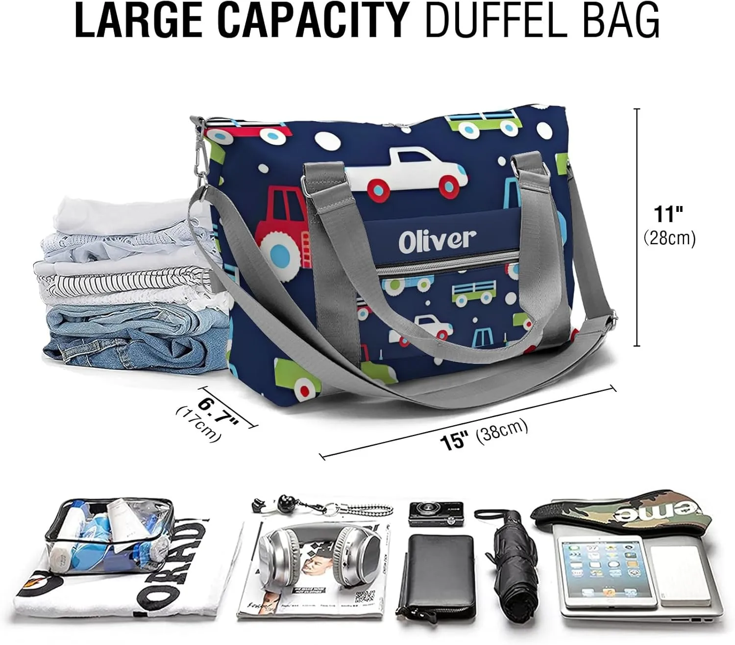 Custom Kids Taxi Red Truck Duffel Overnight Dance Bag for Girls Personalized Dance Duffle Bag for Women Girls Customized Kids Gifts