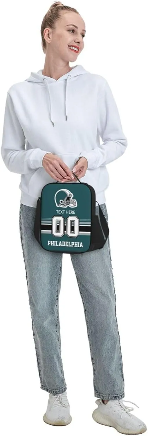Custom Philadelphia Lunch Bag Gifts For Men Women Fans, Personalized Name And Number Lunch Box Adjustable Shoulder Straps Insulated Lunch Bags For Work Picnic Travel