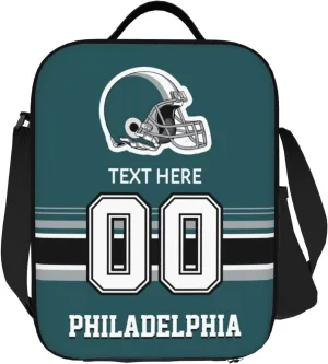 Custom Philadelphia Lunch Bag Gifts For Men Women Fans, Personalized Name And Number Lunch Box Adjustable Shoulder Straps Insulated Lunch Bags For Work Picnic Travel