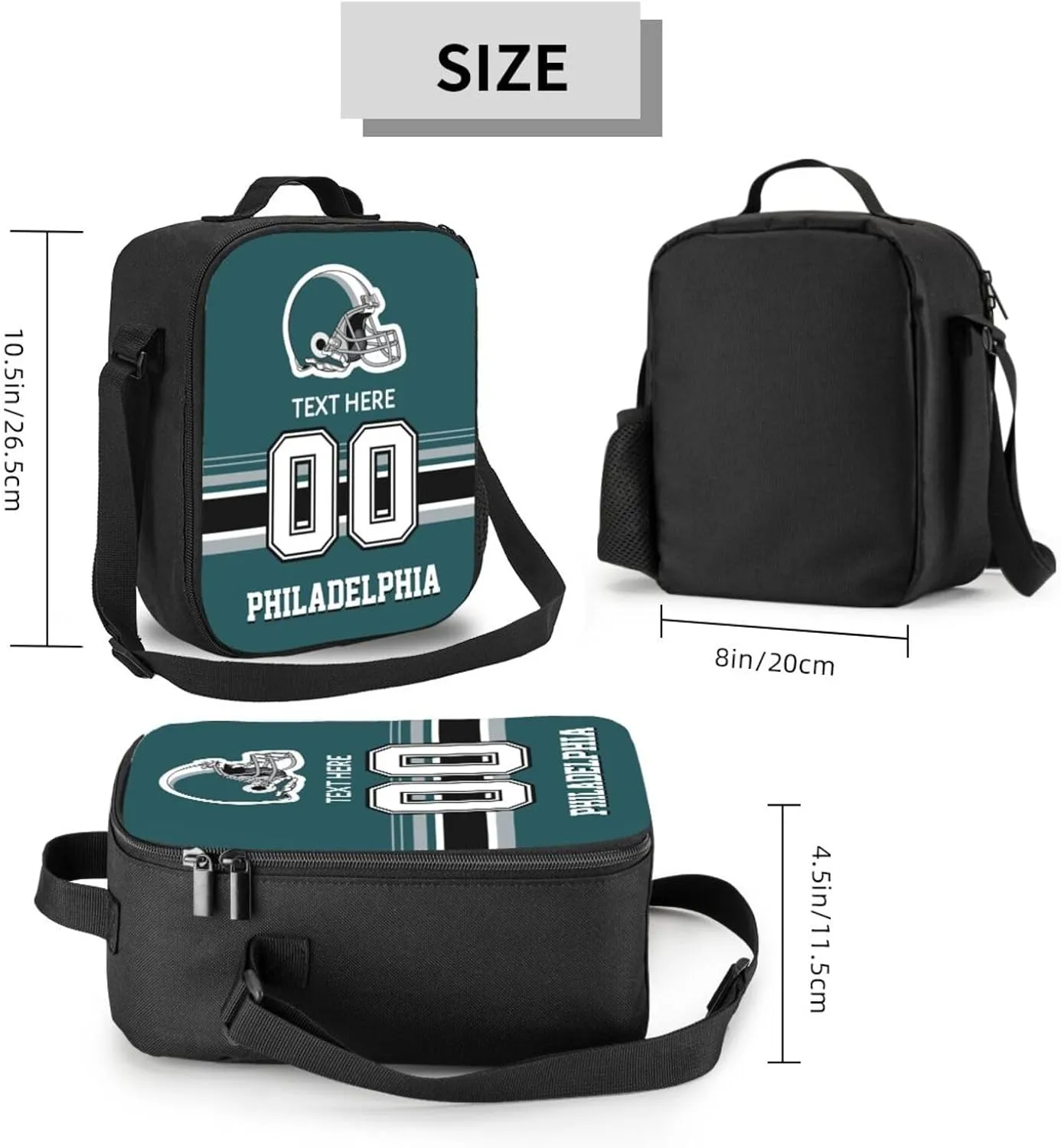 Custom Philadelphia Lunch Bag Gifts For Men Women Fans, Personalized Name And Number Lunch Box Adjustable Shoulder Straps Insulated Lunch Bags For Work Picnic Travel