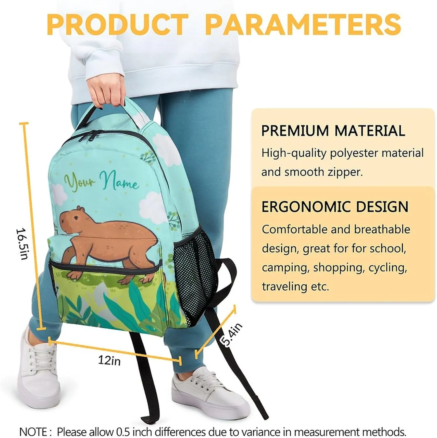 Custom School Backpack for Girls, 17 Inch Blue Backpacks for Kindergarten, Cute Lightweight Bookbag for Kids
