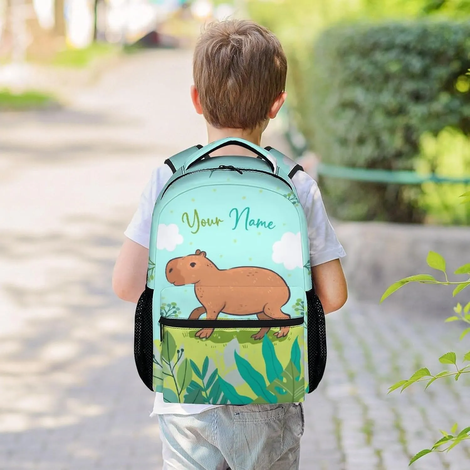 Custom School Backpack for Girls, 17 Inch Blue Backpacks for Kindergarten, Cute Lightweight Bookbag for Kids